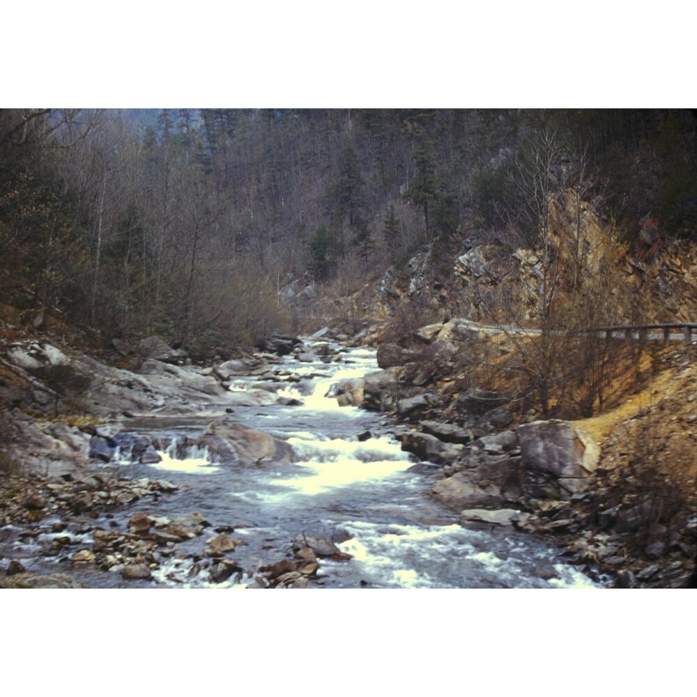Kodak Slide 35mm 1940s Red Border,  rushing white water of the Little River, GSM